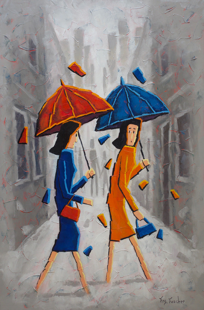 Discussion sous la pluie - Francois Faucher